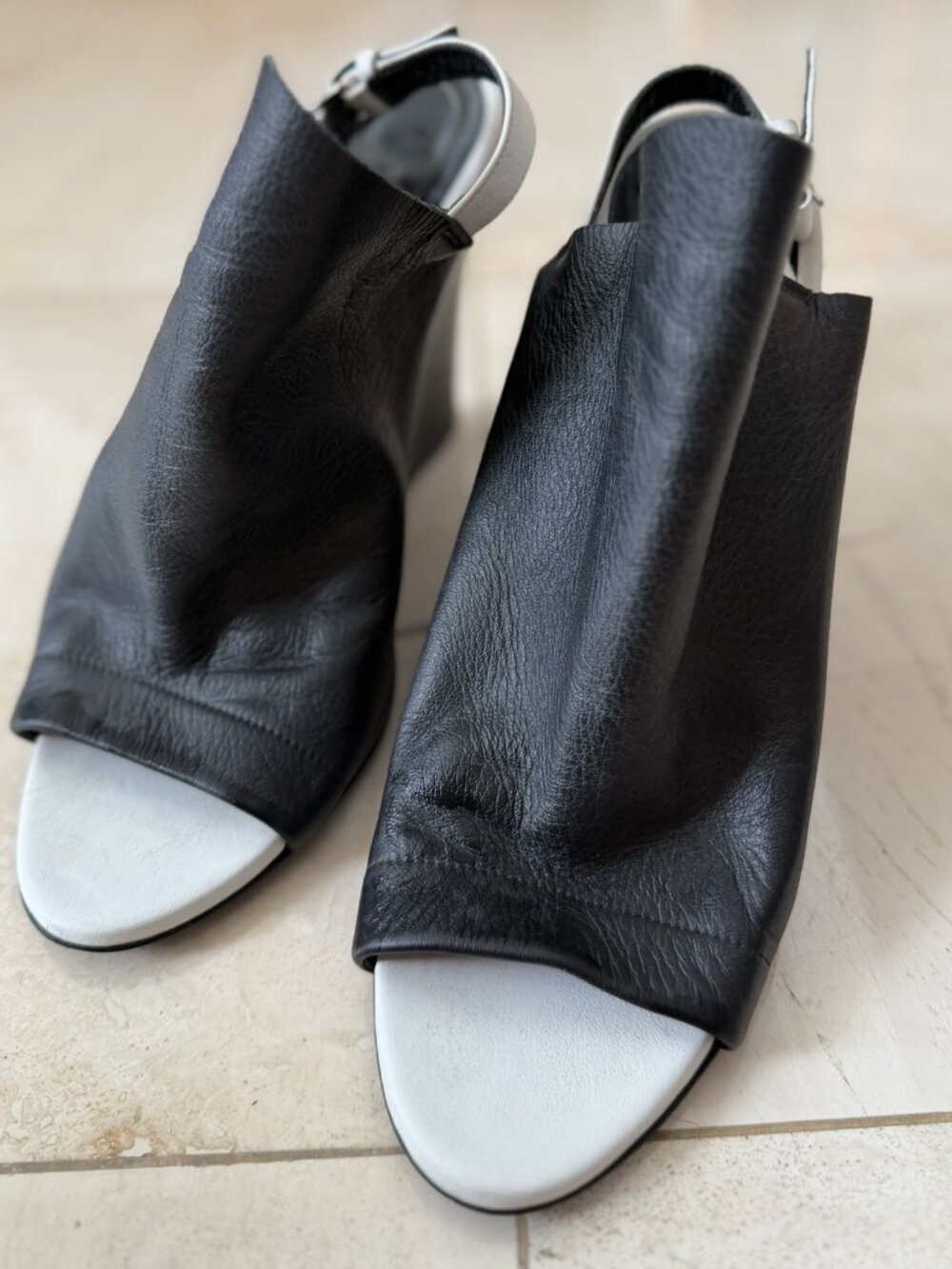 Balenciaga Black & White Weds Mules Size 38.5